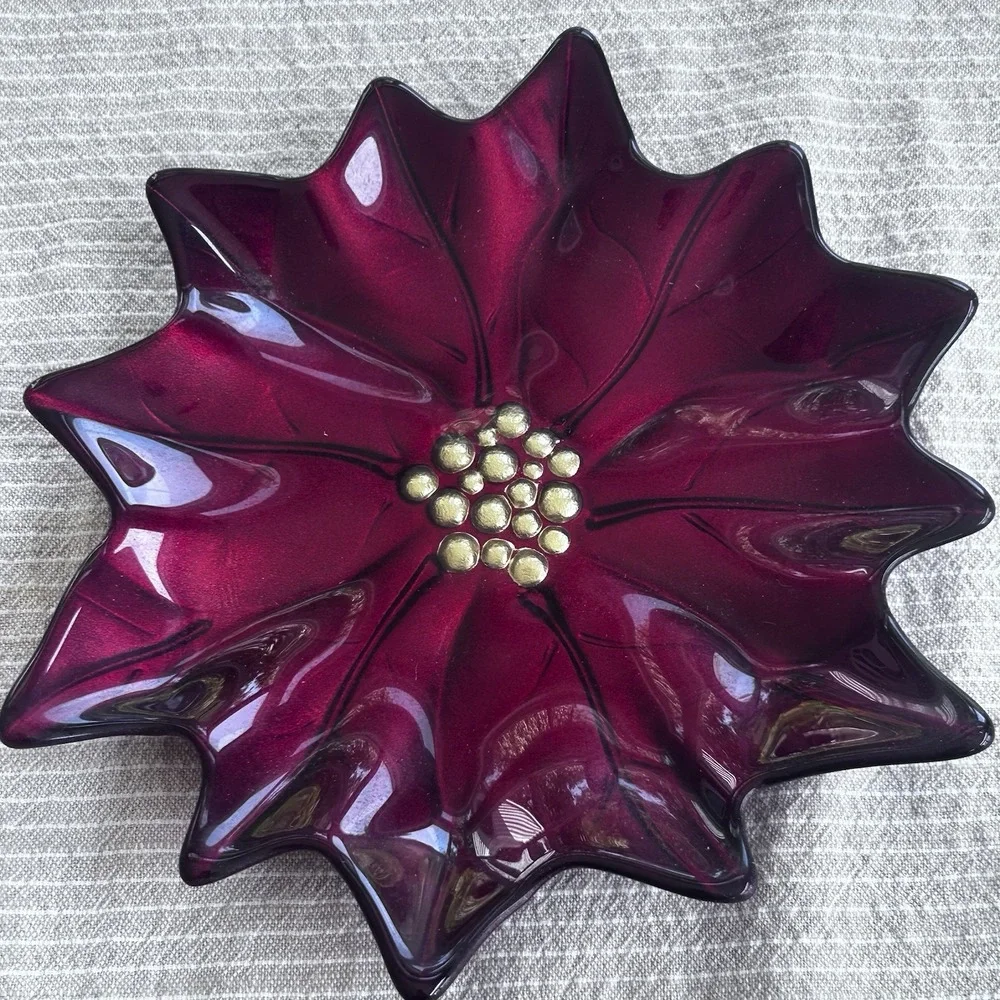 Vintage Pier 1 Red Glass Poinsettia 4 8